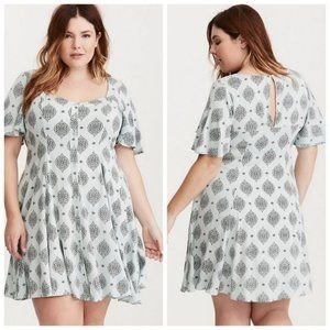 Torrid Medallion Skater Button Up Dress